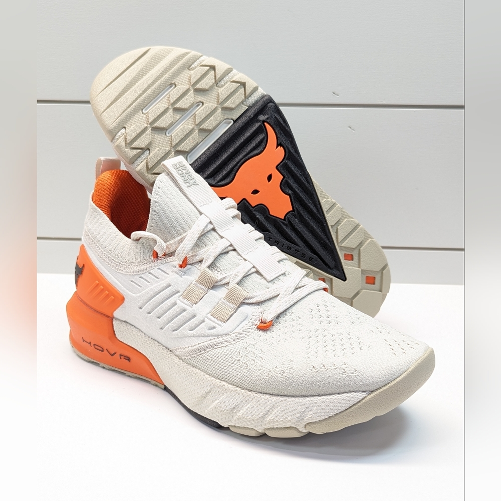 Under Armour HOVR Project Rock 3 Summit White Rogue Orange shoes size Women's 8